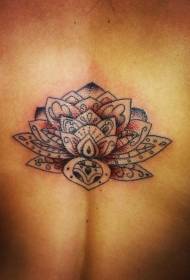 back beautiful black and red tribal lotus tattoo pattern