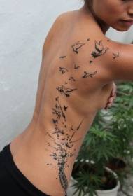 înapoi frumos alb-negru diverse modele de tatuaje de păsări