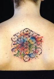 magnifique couleur vive motif de tatouage floral au dos