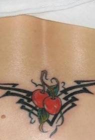 okhalweni ama-cherries amabili abomvu ngephethini ye-totem tattoo