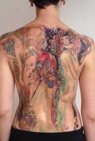 back beautiful color nude woman tattoo pattern