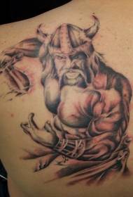 Rücken verrückte Wikinger Krieger und Schwert Tattoo Muster