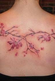 back pink flower twig tattoo pattern
