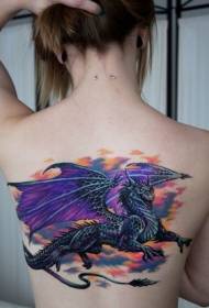 back purple tattooed dragon tattoo pattern