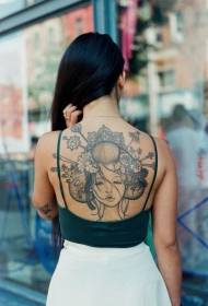modèle de tatouage belle fille dos geisha