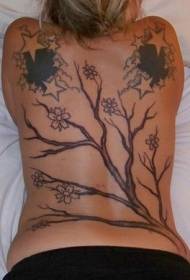 back cherry tree black tattoo pattern