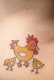waist colored cartoon chick tattoo pattern
