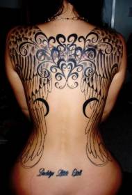 girl back decorative wings tattoo pattern