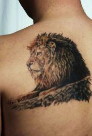 back realistic lion head tattoo pattern