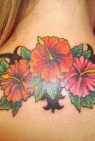colorful hibiscus flower back back pattern