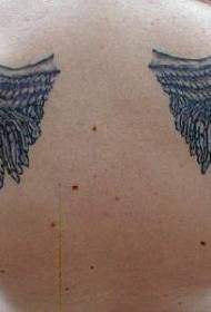 selkä hyvännäköinen Musta siipi-tatuointikuvio
