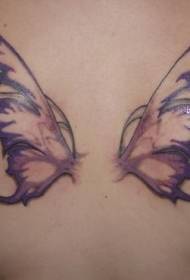fluturat e purpurta me krahë modelin e tatuazheve mbrapa