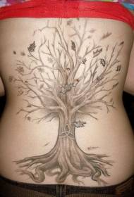 árbol trasero con patrón de tatuaje de hojas caídas