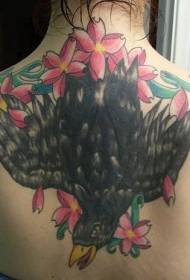 back black crow ແລະຮູບແບບ tattoo ດອກໄມ້