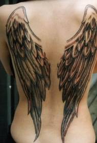 απλά ζωγραφισμένα φτερά πίσω μοτίβο τατουάζ