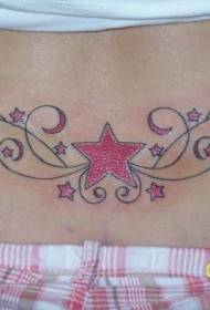 midja röd stor stjärna vinstock tatuering mönster