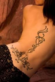 back and waist Elegant black totem tattoo pattern
