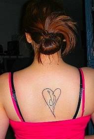 esquena patró de tatuatge en línia negra amb forma de cor
