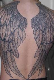 назад црна и бела крилја шема на тетоважа