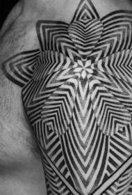 braț mare model de tatuaj de flori tribale alb-negru foarte frumos