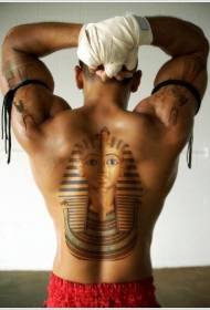 back colored Egyptian pharaoh avatar tattoo pattern