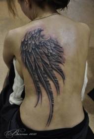 girl back a wing tattoo pattern