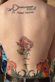 volta patrón de tatuaxe de cor de flor de rosa