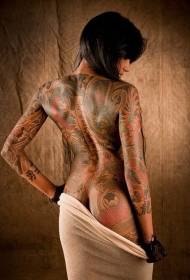 female back Japanese style dragon tattoo pattern