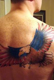 back eagle with American flag wings color tattoo pattern