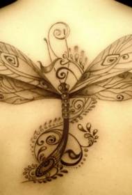 padrão de tatuagem traseira libélula preta
