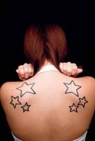 Дівчата назад чорна лінія зірка татуювання візерунок