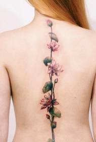 very beautiful pink flower back tattoo pattern