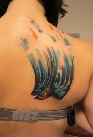 back colored abstract bird tattoo pattern
