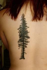 de costas árbore de abeto patrón simple de tatuaxe