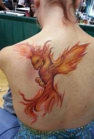 hrbtni ognjeni vzorec tetovaže feniksa