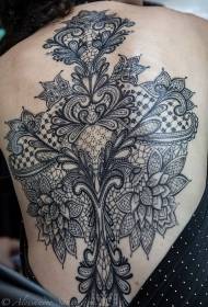 back amazing black and white lace tattoo pattern