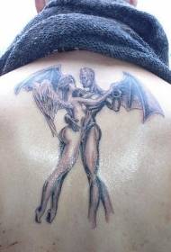 Back pair of dancing demon tattoo designs