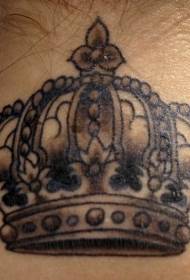 背部美丽的皇冠黑灰纹身图案