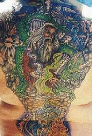 back fantasy character color tattoo pattern