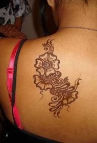 back elegant black floral tattoo pattern