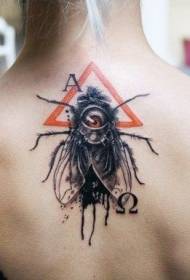 back geometry and insect color tattoo pattern