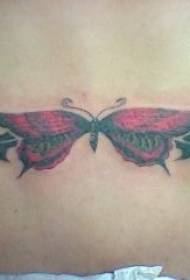 talia płaski czarny i czerwony wzór tatuażu motyla