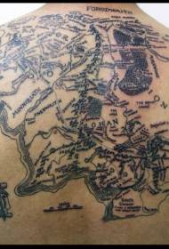 tilbake nydelig nydelig svart verdenskart tatoveringsmønster
