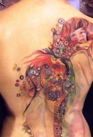 terug schattig aquarel meisje tattoo patroon