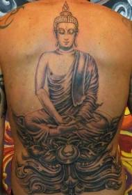 Back meditation Buddha tattoo pattern