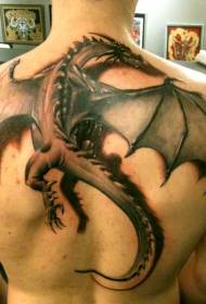 back fancy fantasy dragon tattoo pattern