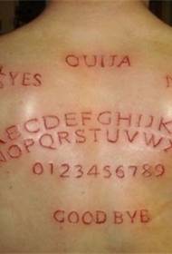 back cut meat English alphabet tattoo pattern