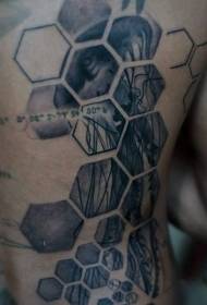 cool black and white geometric jellyfish tattoo pattern on the back