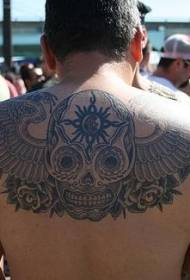 back decoration skull with wings tattoo pattern