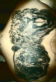 back two realistic roaring bear tattoo designs